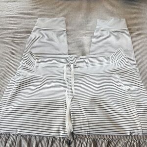 HALARA White and Gray Striped Track Joggers
